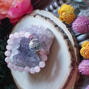 Rose Quartz Bracelet, Leather Artisan made by Rust Belt Raised